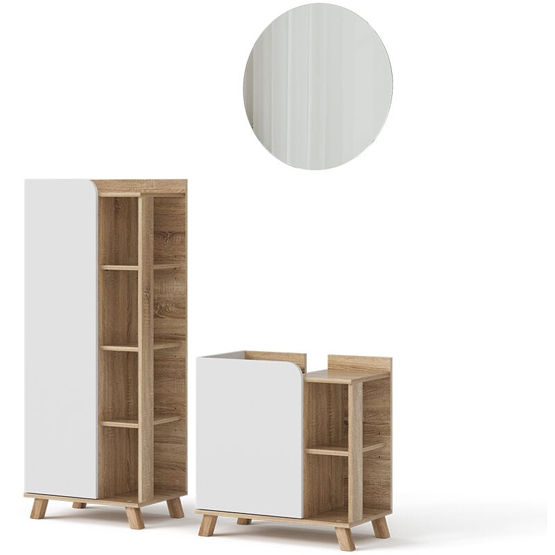 foto del prodotto vicco set di mobili da bagno karen, sonoma bianco, 3 parti