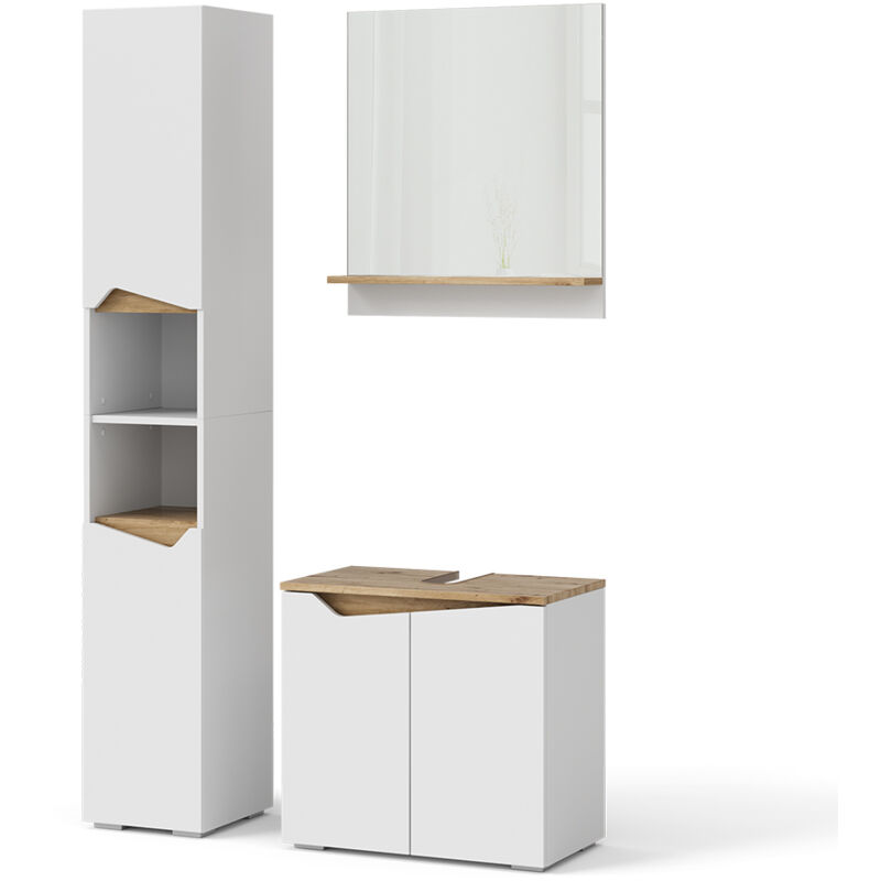 foto del prodotto vicco set di mobili da bagno marelle, bianco, 3 parti, con colonna