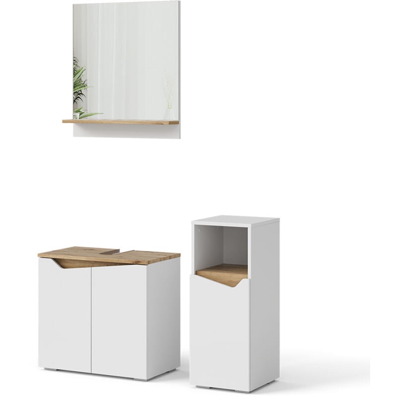 foto del prodotto vicco set di mobili da bagno marelle, bianco, 3 parti, con mobile midi