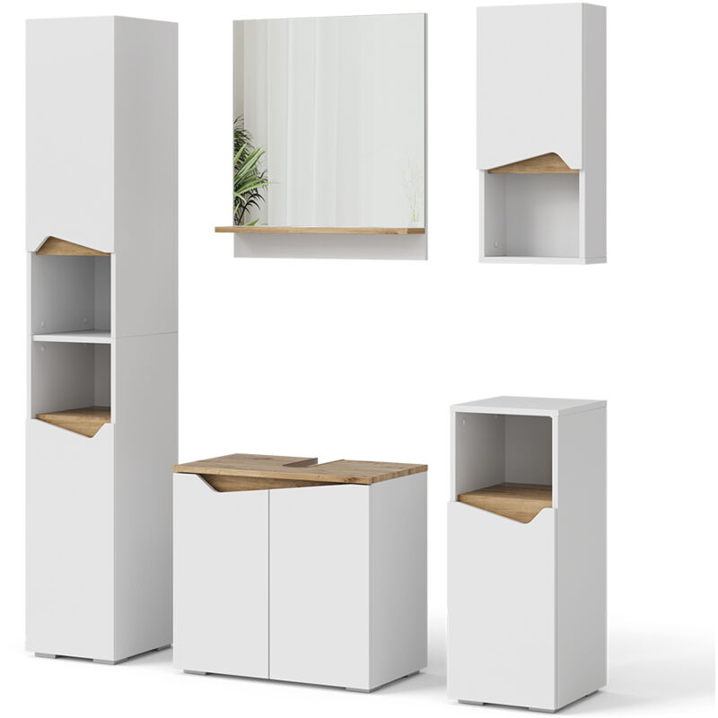 foto del prodotto vicco set di mobili da bagno marelle, bianco, 5 parti