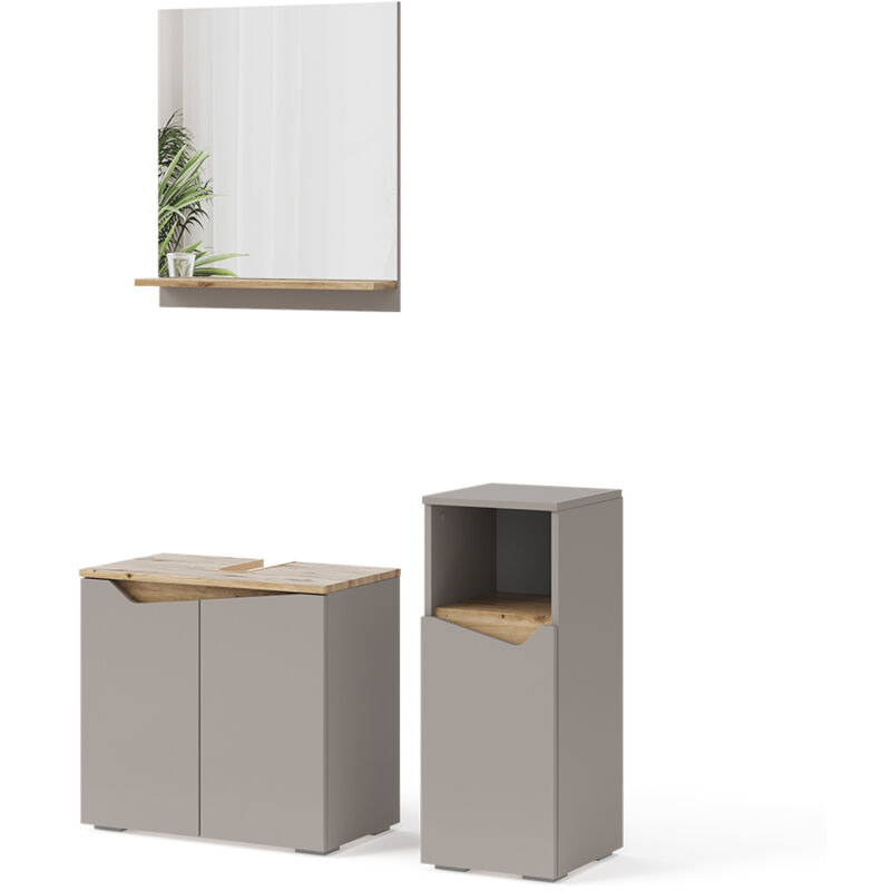 foto del prodotto vicco - set di mobili da bagno marelle, grigio, 3 pezzi, con cabinet midi