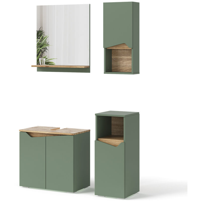 foto del prodotto vicco set di mobili da bagno marelle, verde artigianale, 4 teile
