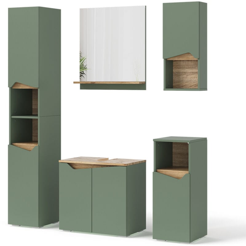 foto del prodotto vicco set di mobili da bagno marelle, verde artigianale, 5 teile