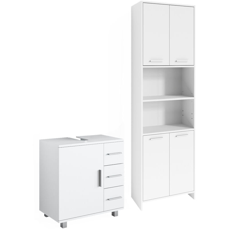 foto del prodotto vicco set di mobili da bagno maris, bianco, 2 pezzi, con colonna e base lavabo