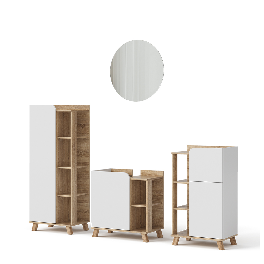 foto del prodotto vicco set di mobili da bagno sonoma/bianco 4 parti