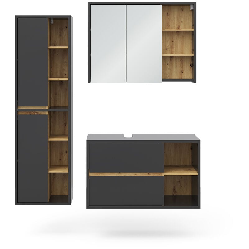 foto del prodotto vicco set di mobili da bagno viola, antracite, 3 parti