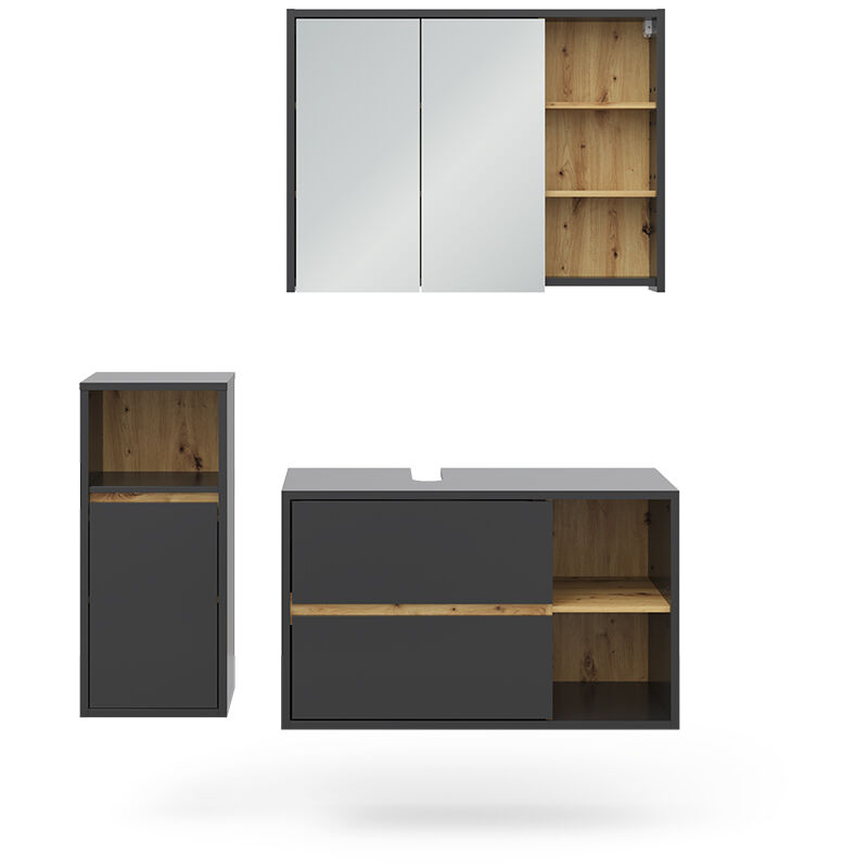 foto del prodotto vicco set di mobili da bagno viola, antracite, 3 parti, con mobile midi