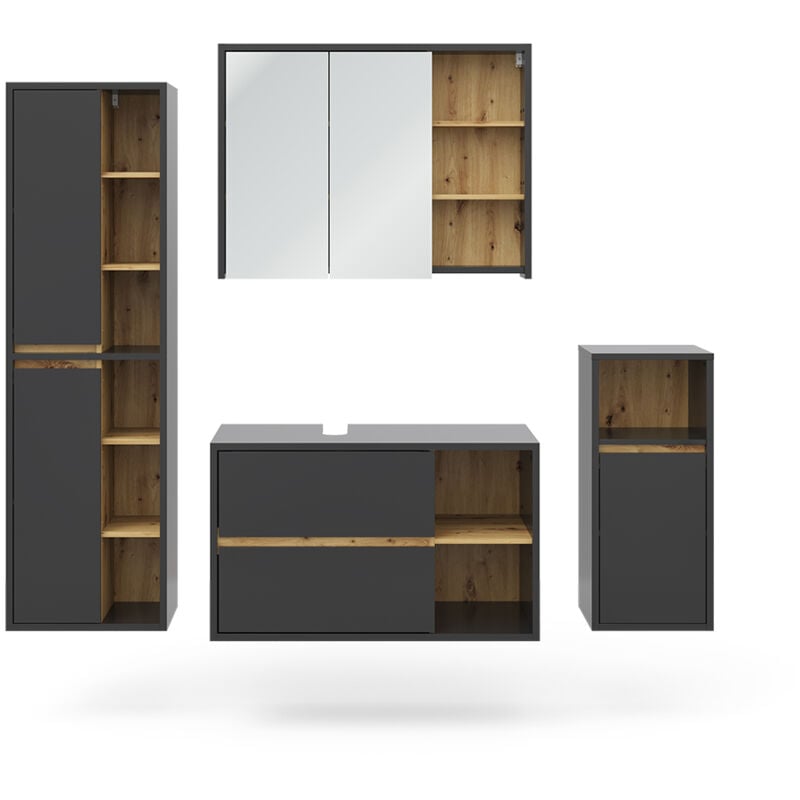foto del prodotto vicco set di mobili da bagno viola, antracite, 4 parti
