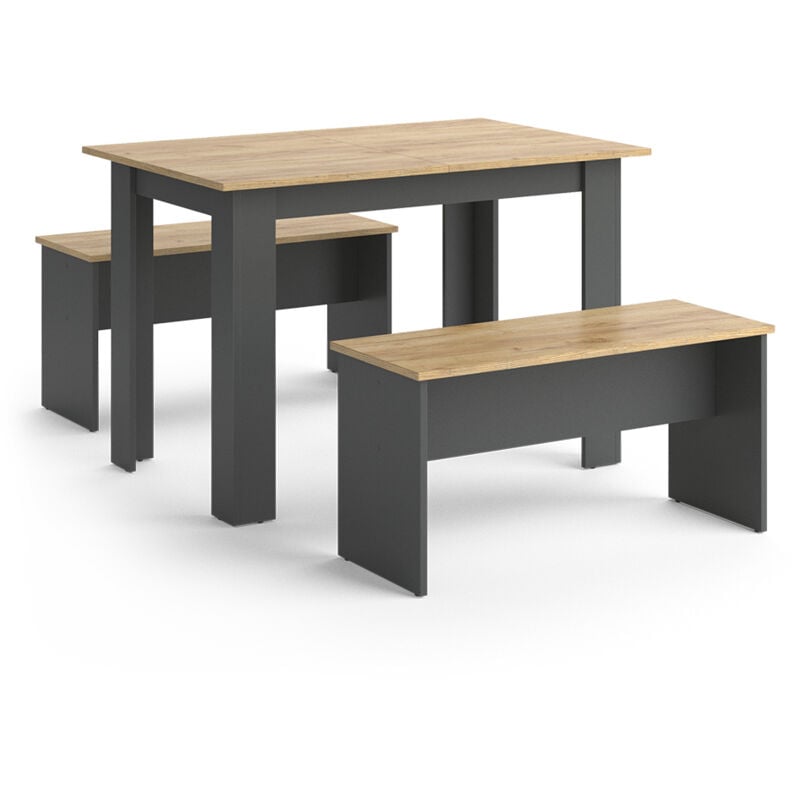 foto del prodotto vicco set di tavoli da pranzo sentio, antracite, 110 x 70 cm con 2 panche