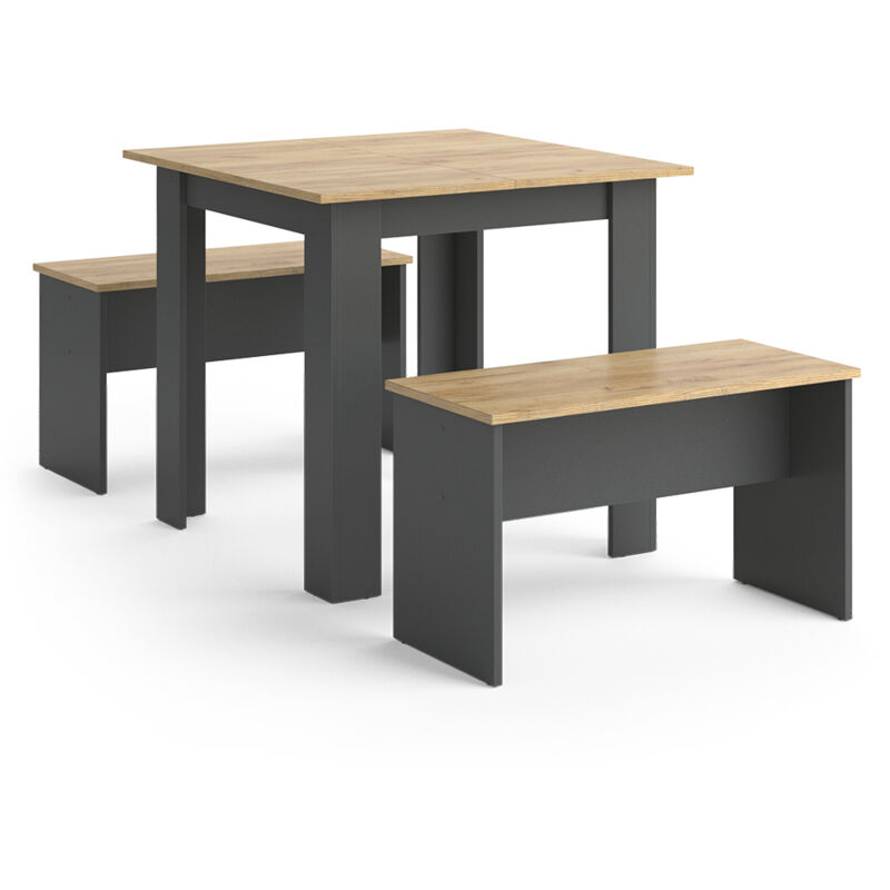 foto del prodotto vicco set di tavoli da pranzo sentio, antracite, 80 x 80 cm con 2 panche