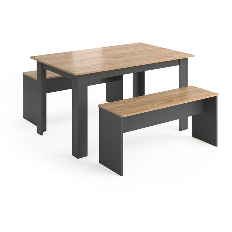 foto del prodotto vicco set di tavoli da pranzo sentio, antracite, 90 x 140 cm con 2 panche