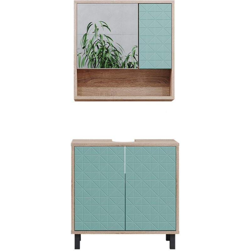 foto del prodotto vicco set mobili bagno agasta, verde menta, 2 parti