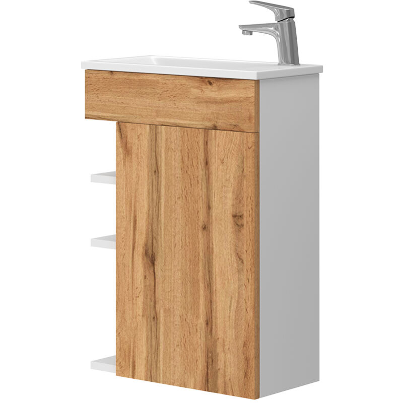 foto del prodotto vicco set mobili bagno amadeo, quercia dorata, 2 parti, con lavabo