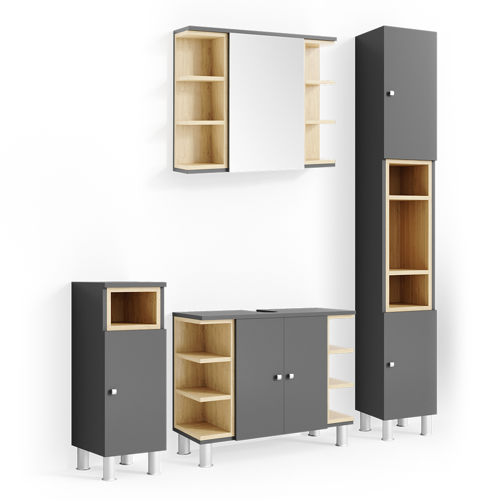 foto del prodotto vicco set mobili bagno antracite 4 parti