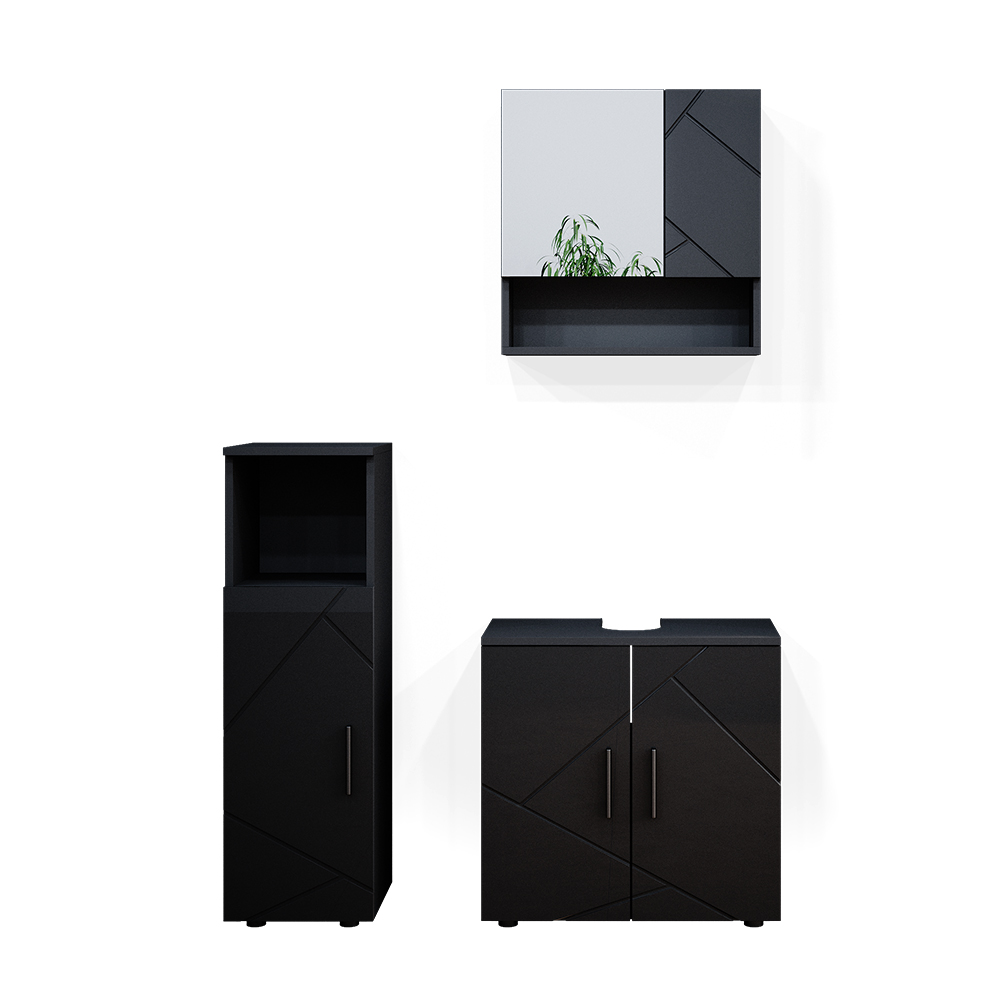 foto del prodotto vicco set mobili bagno antracite lucido 3 parti