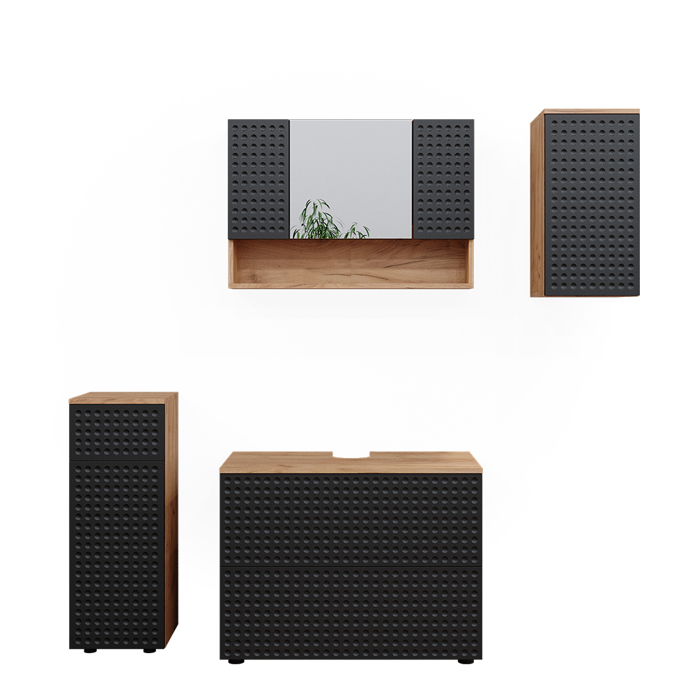 foto del prodotto vicco set mobili bagno antracite puntinato 4 parti