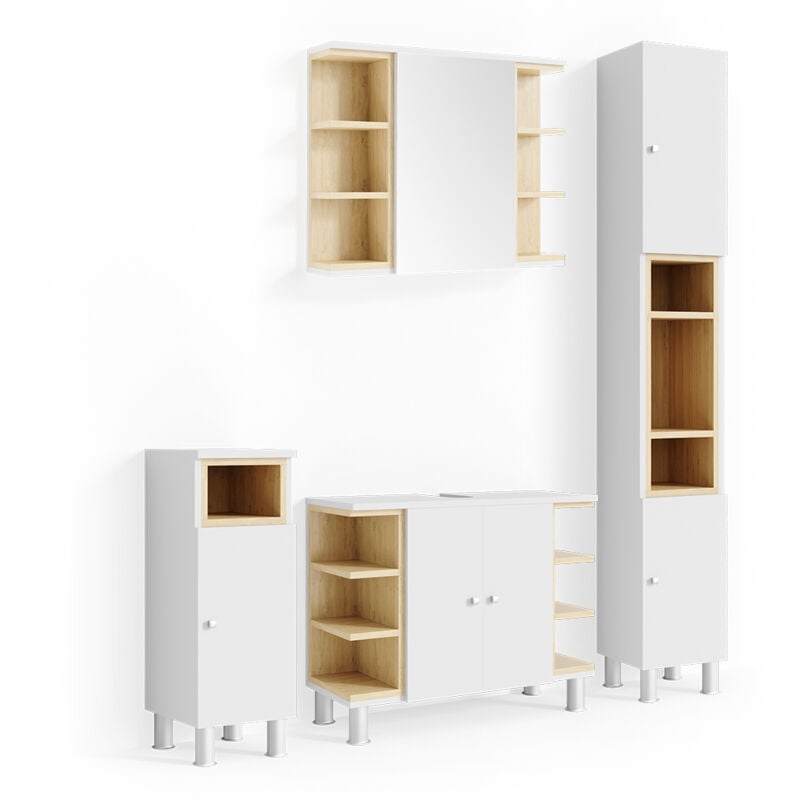 foto del prodotto vicco set mobili bagno aquis, bianco sonoma, 4 parti