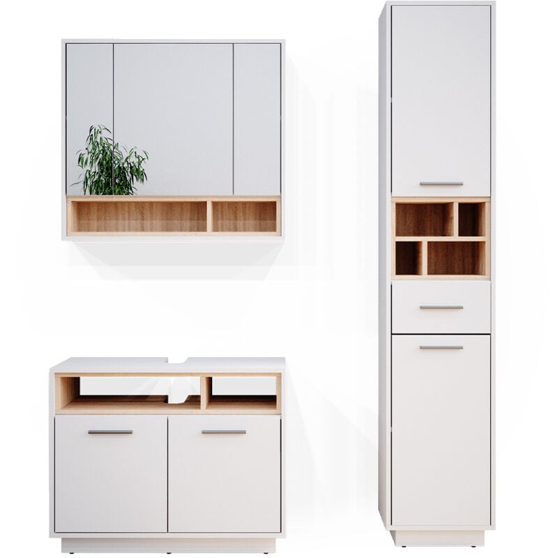 foto del prodotto vicco - set mobili bagno beatrice, bianco, 3 parti, con colonna