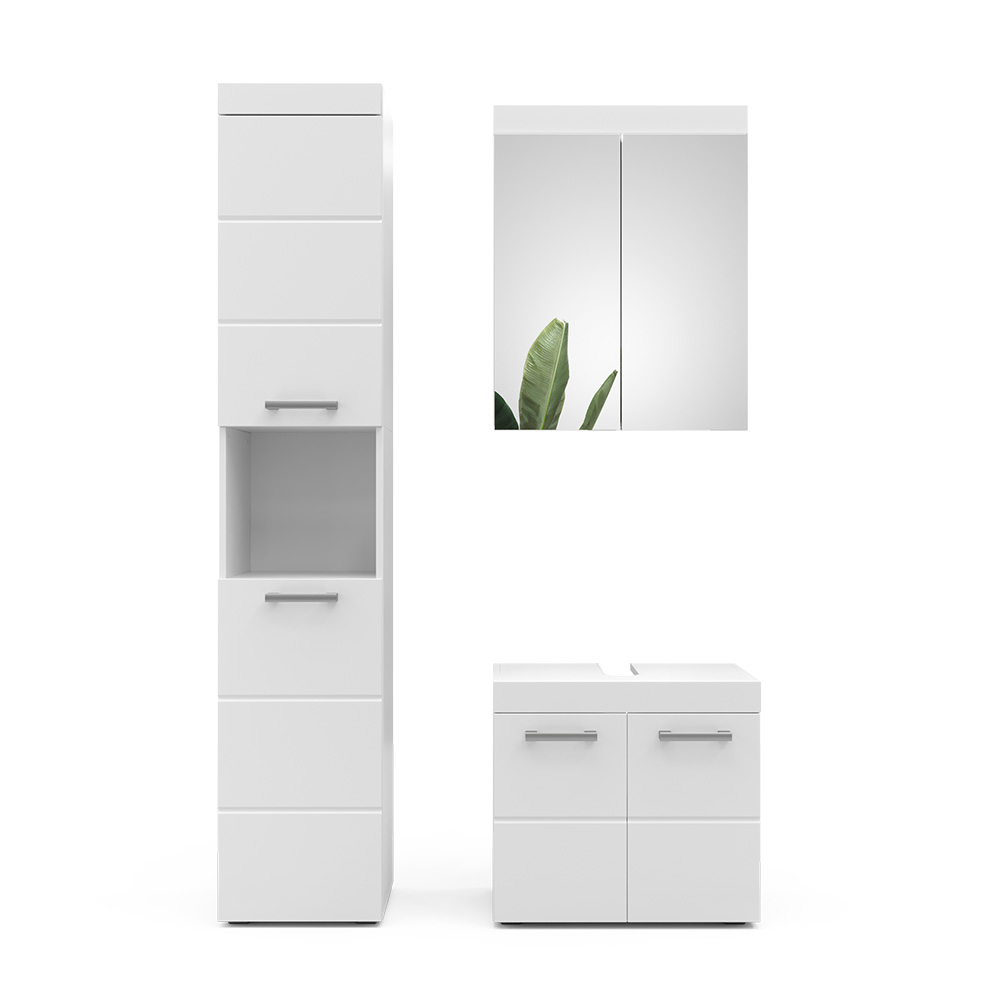 foto del prodotto vicco set mobili bagno bianco 3 parti, con colonna