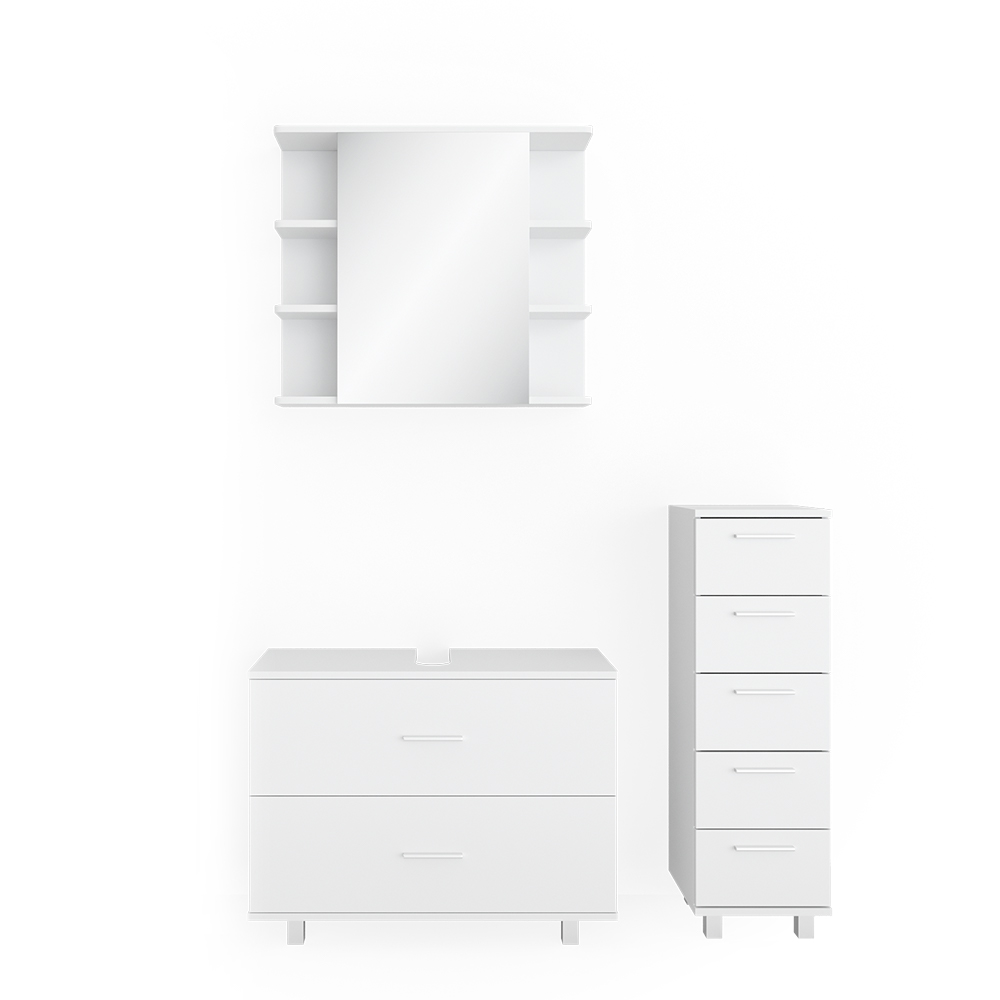 foto del prodotto vicco set mobili bagno bianco 3 parti, con mobile midi