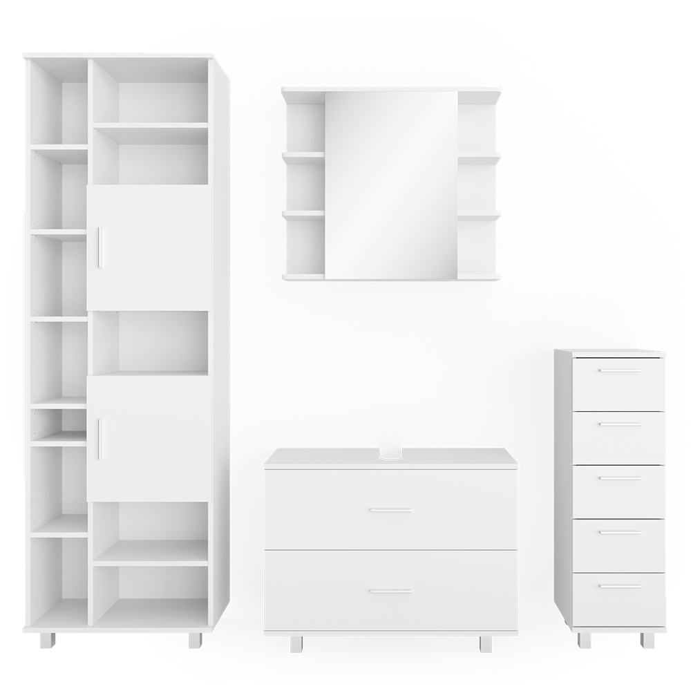 foto del prodotto vicco set mobili bagno bianco 4 parti