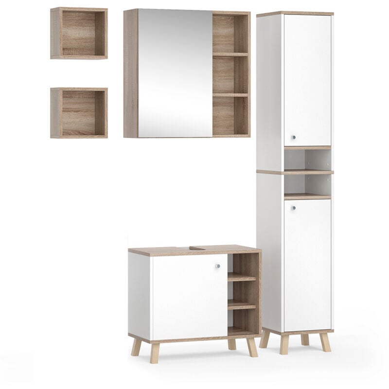foto del prodotto vicco set mobili bagno bianco 4 parti, con armadio alto
