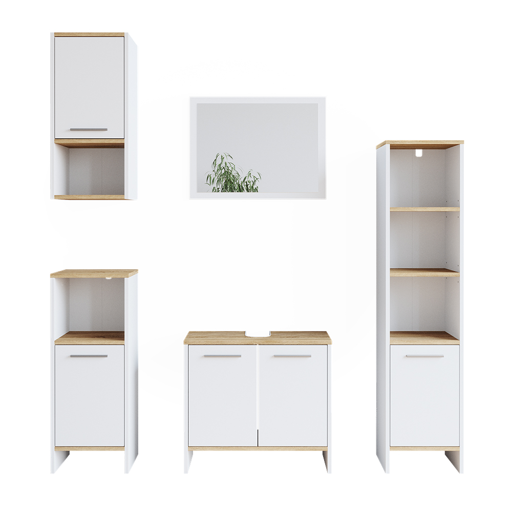foto del prodotto vicco set mobili bagno bianco 5 parti