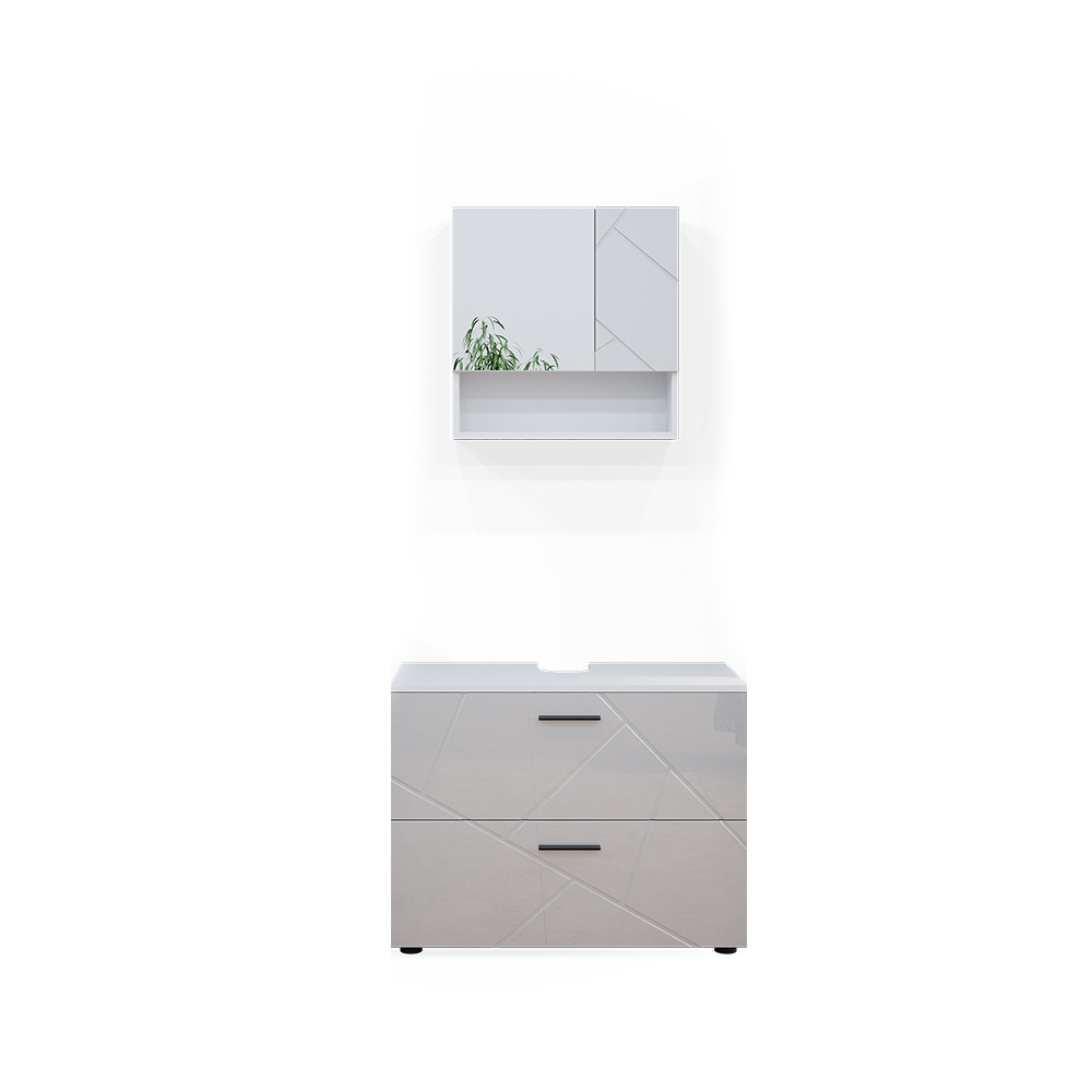 foto del prodotto vicco set mobili bagno bianco lucido 2 parti