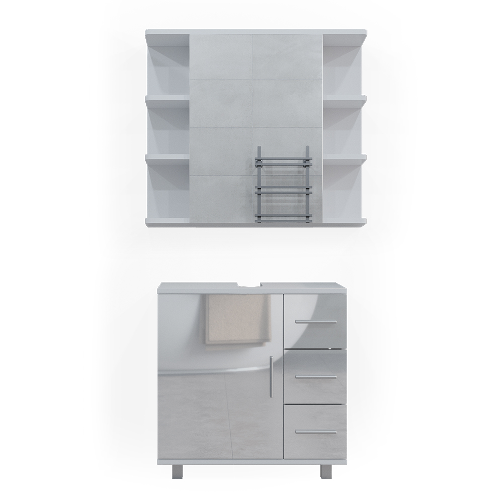 foto del prodotto vicco set mobili bagno bianco lucido 2 parti