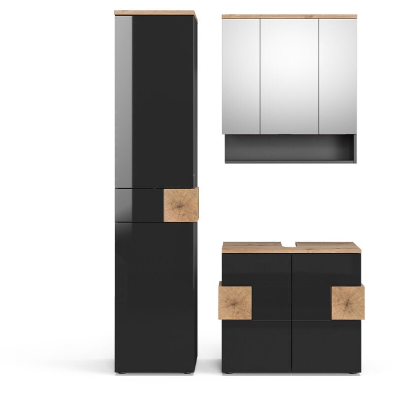 foto del prodotto vicco set mobili bagno eden, antracite, 3 parti, con colonna