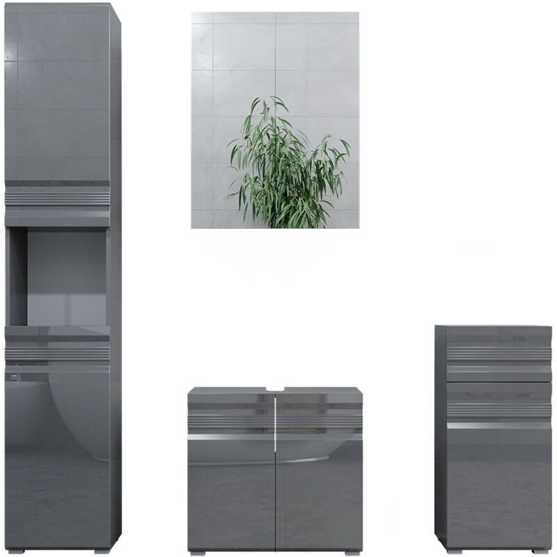 foto del prodotto vicco set mobili bagno freddy, antracite lucido, 4 parti