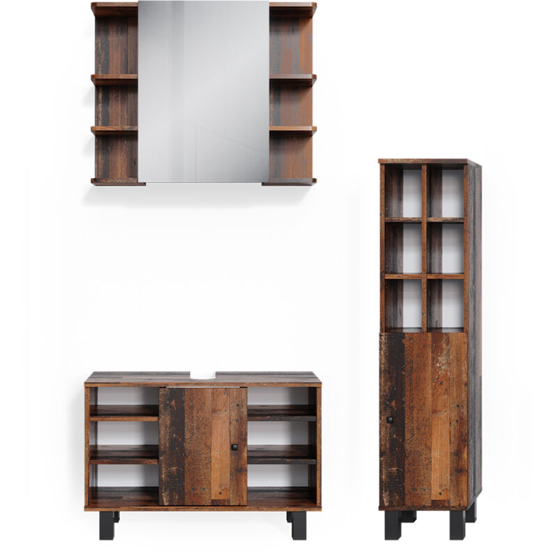 foto del prodotto vicco set mobili bagno fynn, rovere rustico, 3 pezzi, base 80 cm