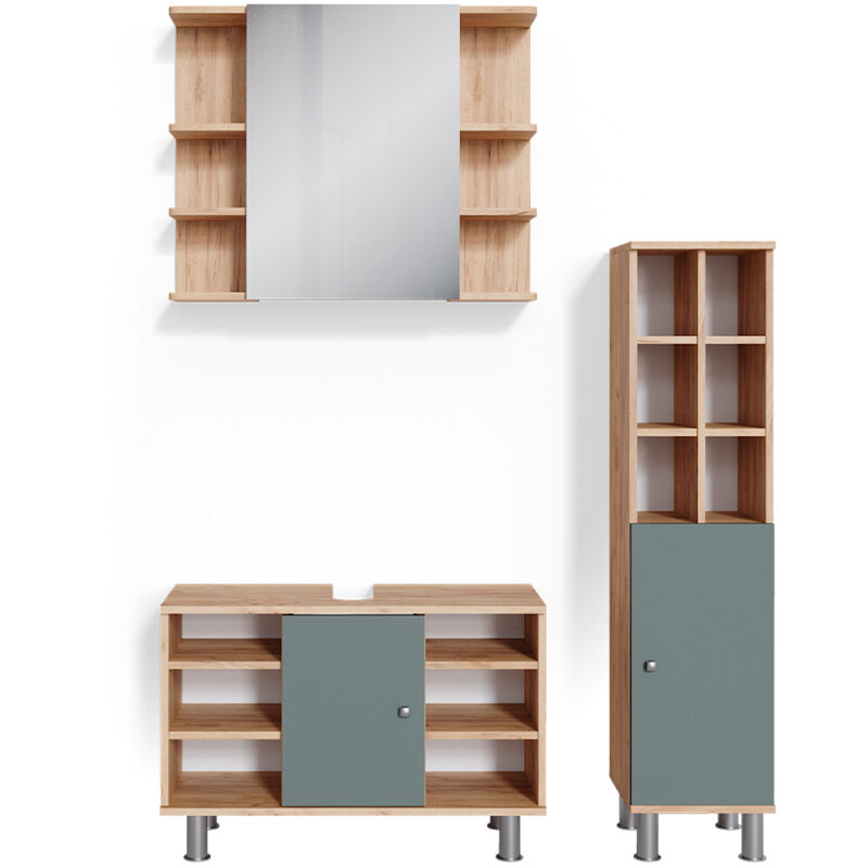 foto del prodotto vicco set mobili bagno fynn, verde, 3 pezzi, base 80 cm