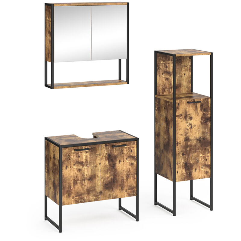 foto del prodotto vicco set mobili bagno fyrk, legno antico, 3 parti