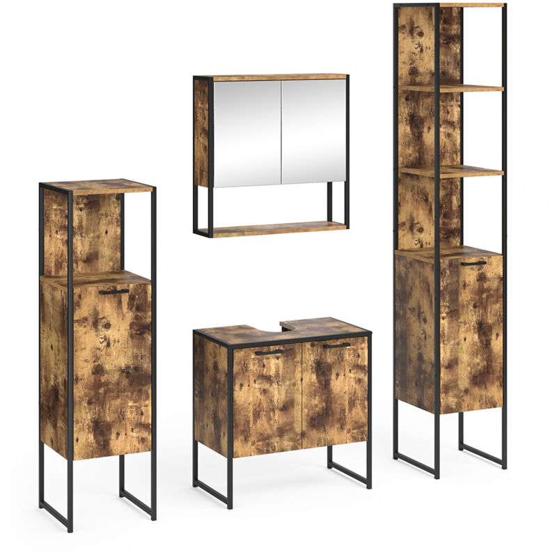 foto del prodotto vicco set mobili bagno fyrk, legno antico, 4 parti
