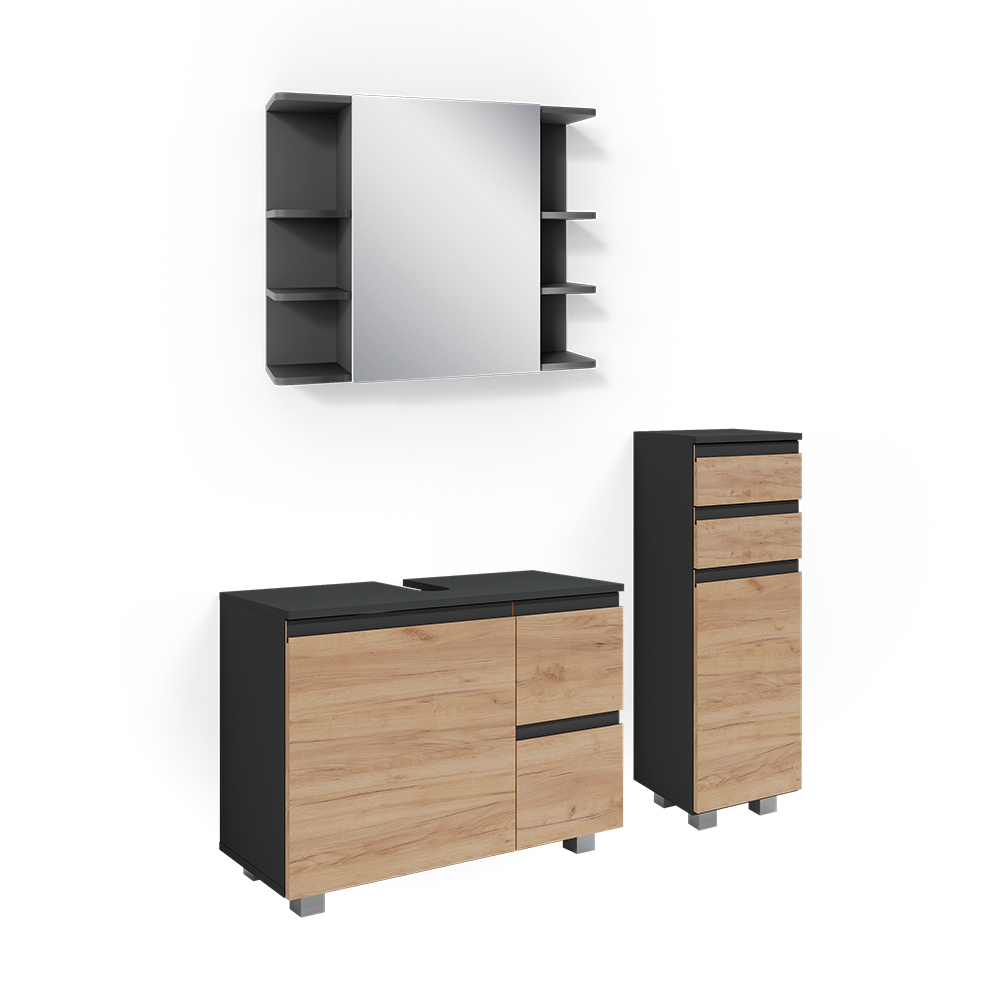 foto del prodotto vicco set mobili bagno grigio 3 parti