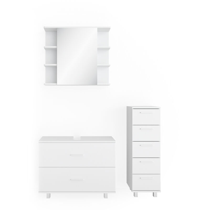 foto del prodotto vicco set mobili bagno ilias, bianco, 3 parti, con mobile midi