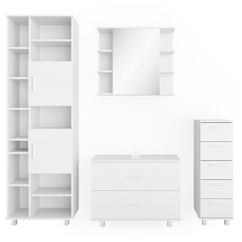 foto del prodotto vicco set mobili bagno ilias, bianco, 4 parti