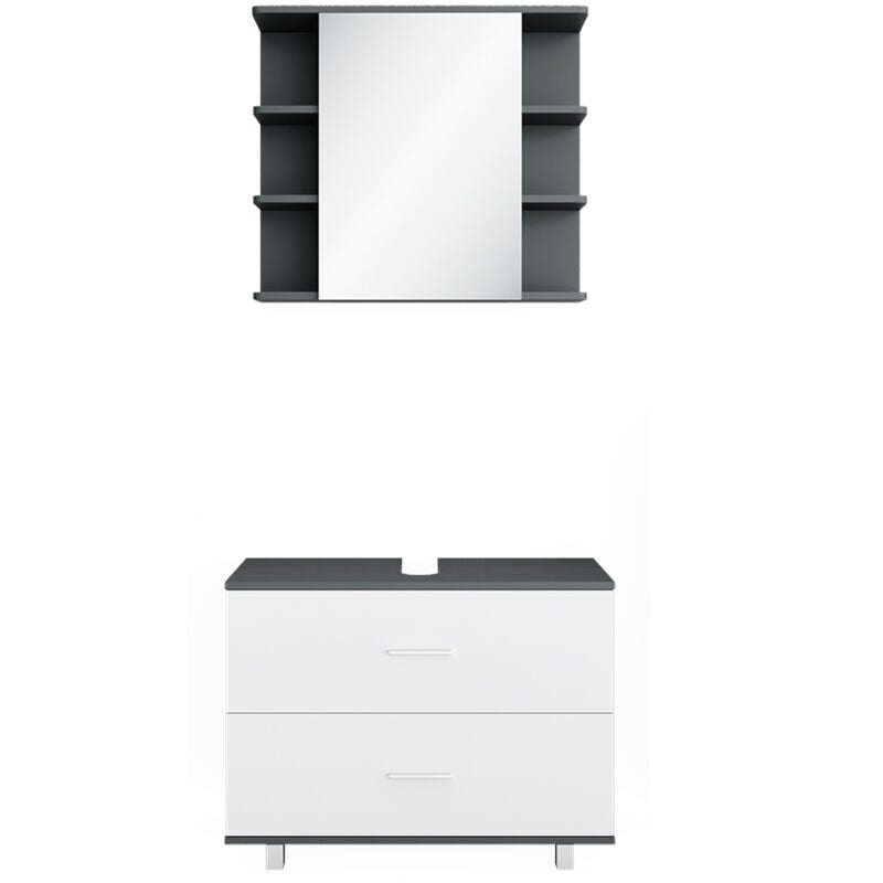 foto del prodotto vicco set mobili bagno ilias, bianco antracite, 2 parti