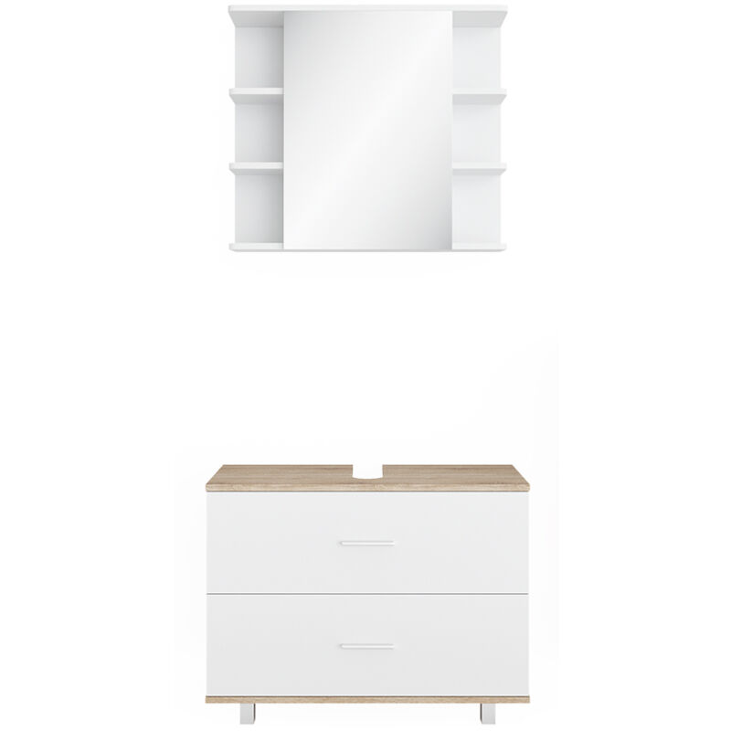 foto del prodotto vicco set mobili bagno ilias, bianco sonoma, 2 parti, mobile base 80 cm