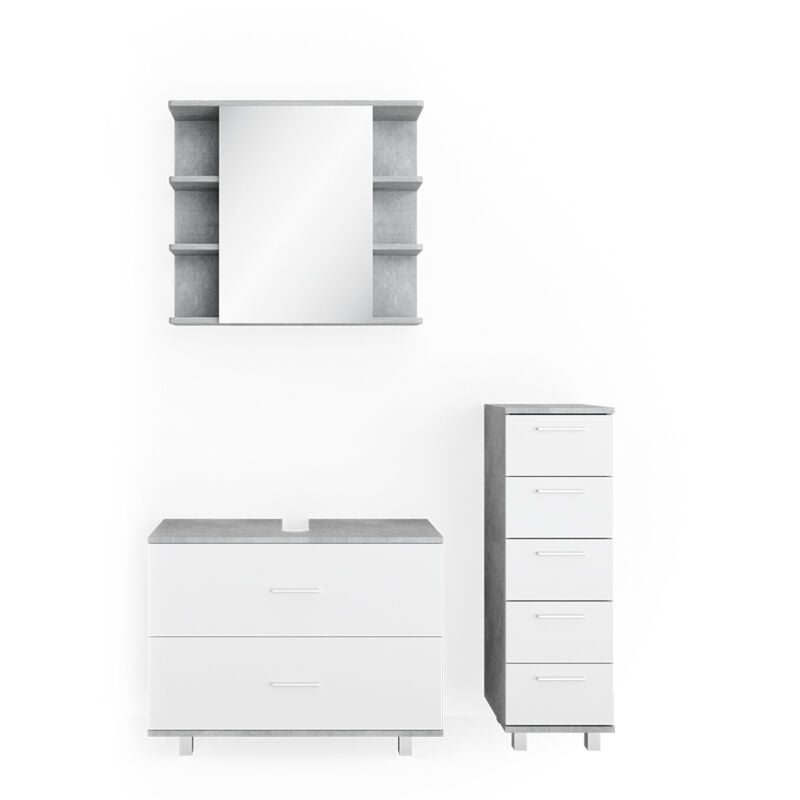 foto del prodotto vicco set mobili bagno ilias, cemento bianco, 3 parti
