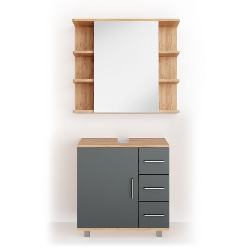 foto del prodotto vicco - set mobili bagno ilias, rovere, 2 parti