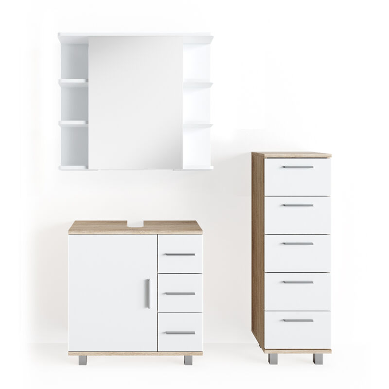 foto del prodotto vicco set mobili bagno ilias, sonoma, 3 parti, con mobile midi
