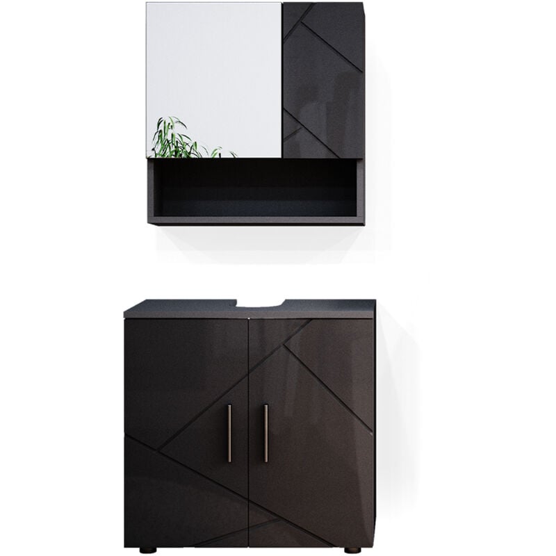 foto del prodotto vicco set mobili bagno irma, antracite lucido, 2 parti, mobile base 60 cm