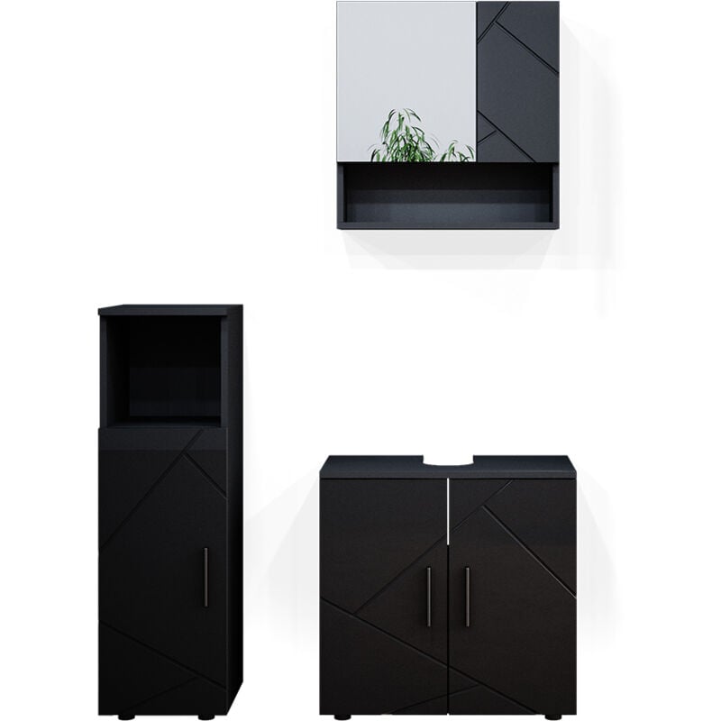 foto del prodotto vicco set mobili bagno irma, antracite lucido, 3 parti