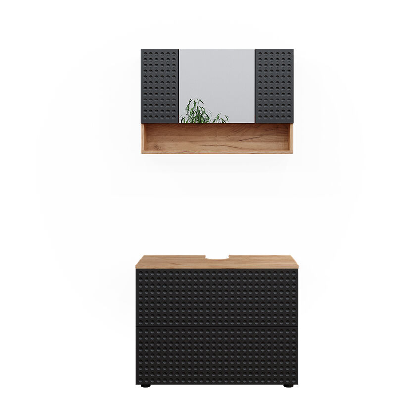 foto del prodotto vicco set mobili bagno irma, antracite puntinato, 2 parti, base 80 cm