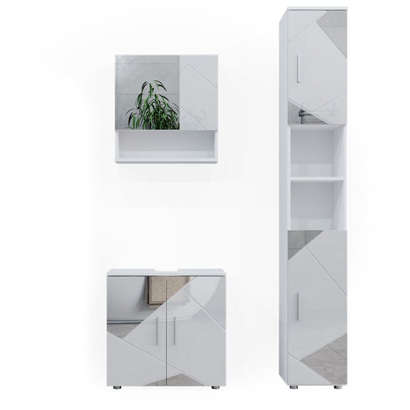 foto del prodotto vicco - set mobili bagno irma, bianco, 3 parti, con cassettiera e colonna
