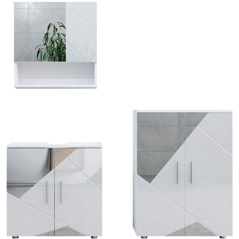 foto del prodotto vicco set mobili bagno irma, bianco, 3 pezzi, con base 60 cm