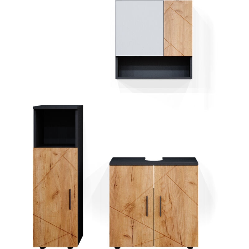 foto del prodotto vicco set mobili bagno irma, quercia dorata antracite, 3 parti
