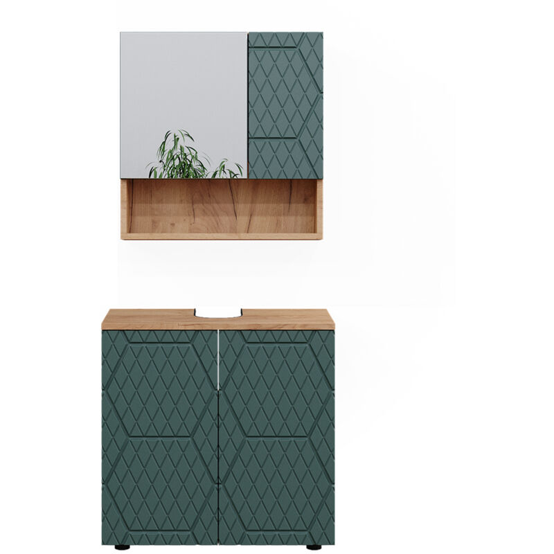foto del prodotto vicco - set mobili bagno irma, verde, 2 parti, base 60 cm